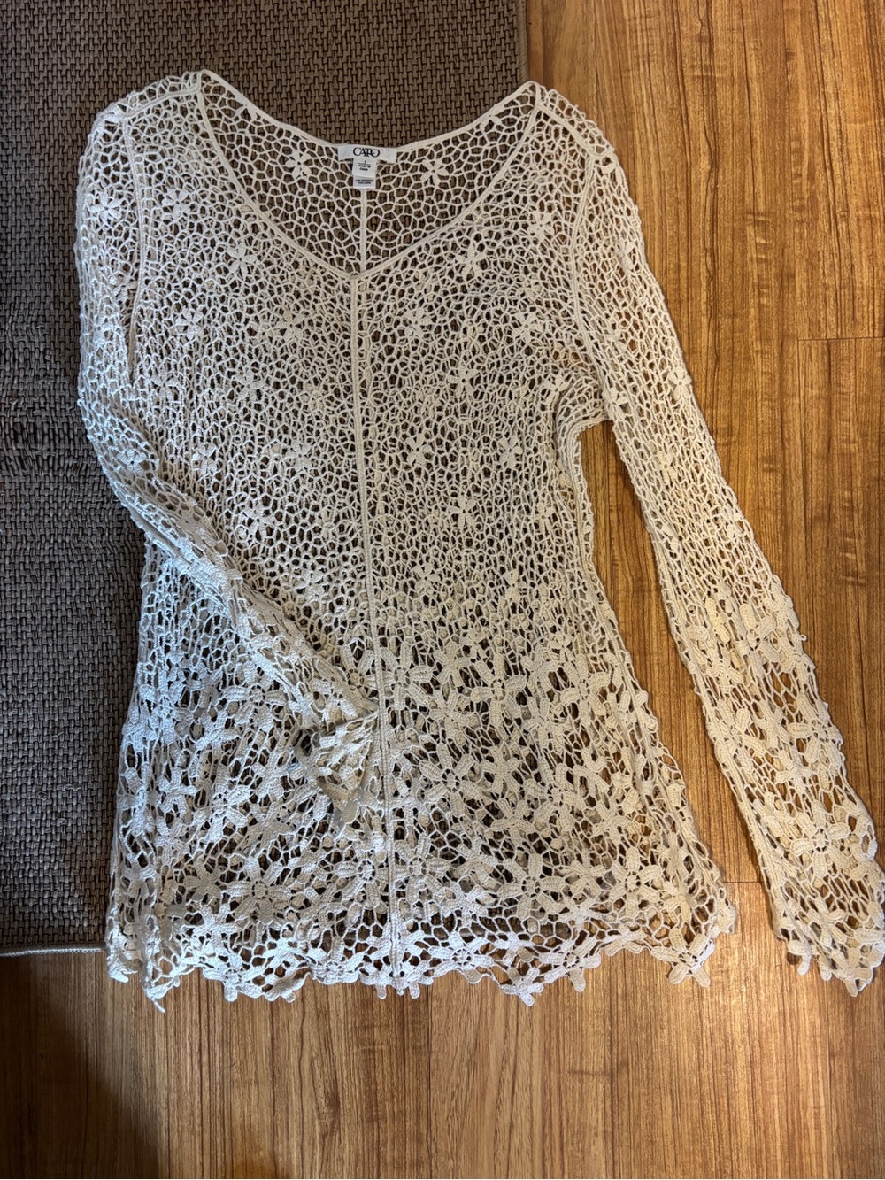 Cato Ivory Crochet Long Sleeve Cover-Up